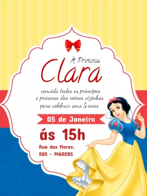 Convite Branca De Neve para aniversário infantil