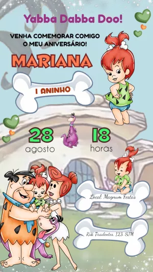 Convite Pedrita Os para aniversário infantil