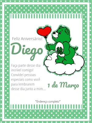 Convite Ursinhos Carinhosos Online para aniversário infantil