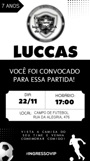 Convite Futebol Botafogo para aniversário infantil