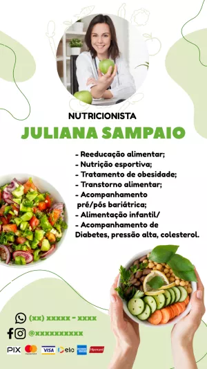 Convite Cartão De Visita Nutricionista Panfleto para mais pesquisados
