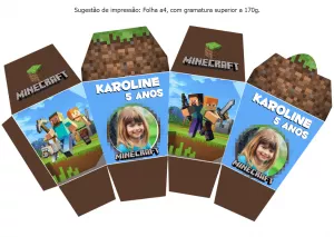 Convite Caixa Sushi Minecraft Molde para mais pesquisados