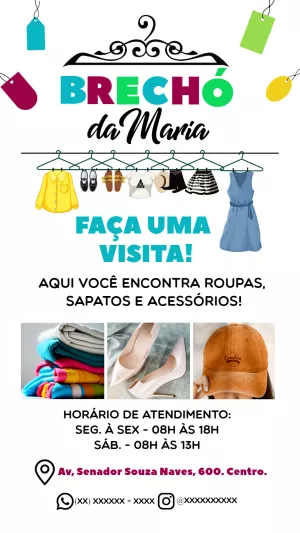 Convite Cartão De Visita Brechó Colorido para mais pesquisados