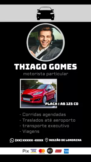 Cartão De Visita Motorista Particular Cinza