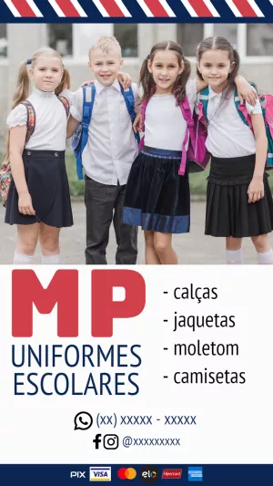 Convite Cartão De Visita Uniformes Escolares Flyer para mais pesquisados