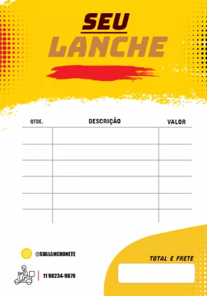 Convite Comanda Para Lanchonete Frete para mais pesquisados
