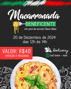 Convite Arte Para Macarronada Beneficente Ação para mais pesquisados