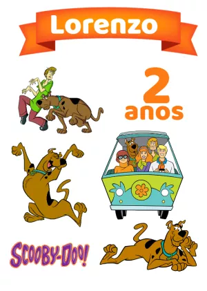 Convite Topo De Bolo Scooby Doo para topo de bolo