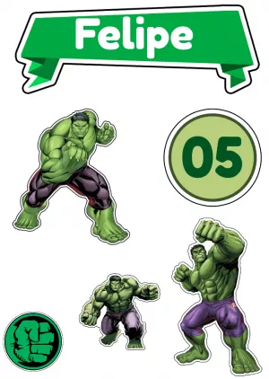 Convite Topo De Bolo Hulk para topo de bolo