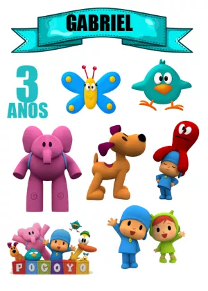 Convite Topo De Bolo Pocoyo Topper para topo de bolo