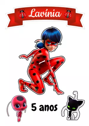 Convite Topo De Bolo Ladybug Joaninha para topo de bolo