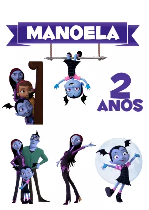 Convite Topo De Bolo Vampirina Roxo para topo de bolo