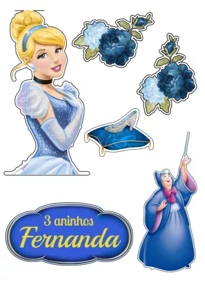 Convite Topo De Bolo Cinderela Cinderella para topo de bolo