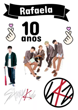 Convite Topo De Bolo Stray Kids Topper para topo de bolo