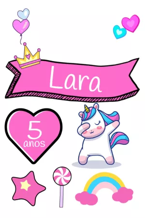 Convite Topo De Bolo Unicornio Rosa Imprimir para topo de bolo