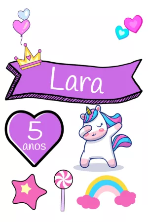 Convite Topo De Bolo Unicornio Lilás Imprimir para topo de bolo
