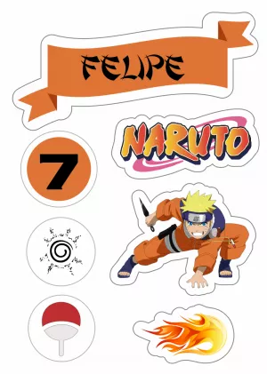 Convite Topo De Bolo Naruto Laranja para topo de bolo