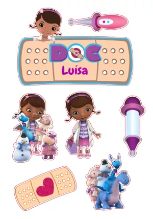 Convite Topo De Bolo Doutora Brinquedo Roxo para topo de bolo