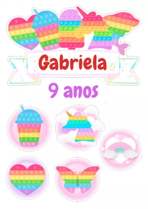 Convite Topo De Bolo Pop It Imprimir para topo de bolo