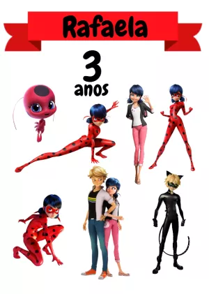 Convite Topo De Bolo Ladybug Miraculous Topper para topo de bolo