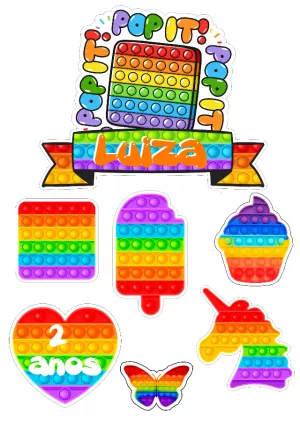 Convite Topo De Bolo Pop It Cupcake para topo de bolo