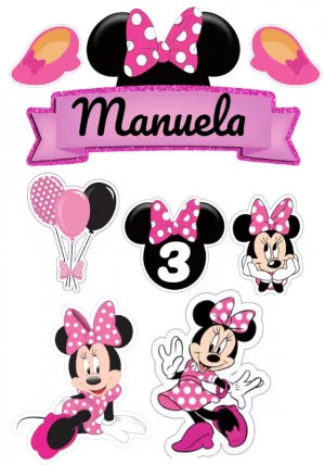 Convite Topo De Bolo Minnie Mouse Imprimir para topo de bolo