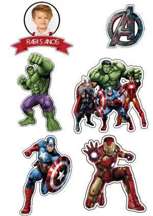 Convite Topo De Bolo Vingadores Imprimir para topo de bolo