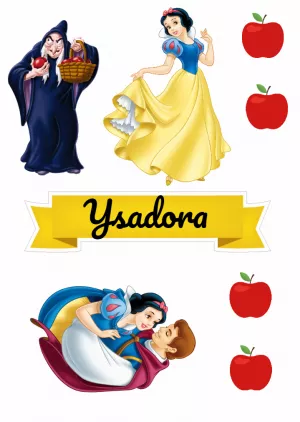 Convite Topo De Bolo Branca Neve Menina para topo de bolo