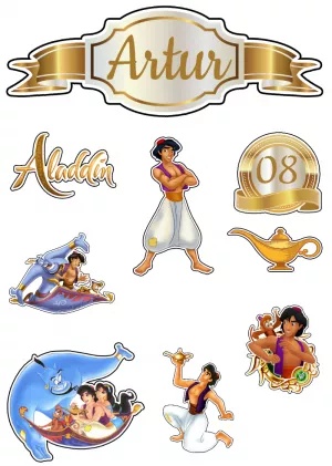 Convite Topo De Bolo Aladdin Macaco para topo de bolo