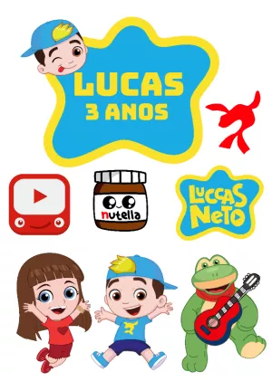 Convite Topo De Bolo Luccas Neto Nutela para topo de bolo
