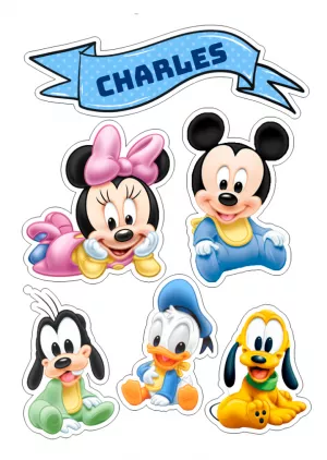 Convite Topo De Bolo Mickey E Minnie Baby Imprimir para topo de bolo
