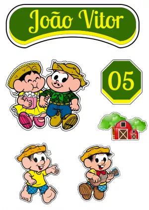 Convite Topo De Bolo Chico Bento Amarelo para topo de bolo