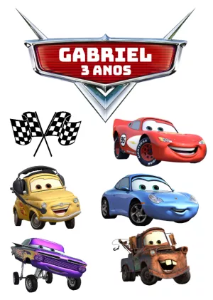 Convite Topo De Bolo Carros Relâmpago Mcqueen Disney para topo de bolo