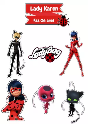Convite Topo De Bolo Ladybug Miraculous Imprimir para topo de bolo