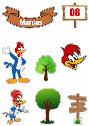 Convite Topo De Bolo Pica Pau Marrom para topo de bolo