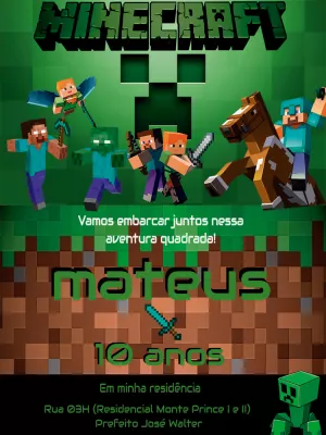 Convite Minecraft para aniversário
