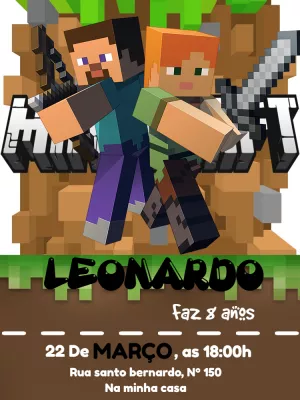 Convite Digital, , Minecraft Preto para aniversário