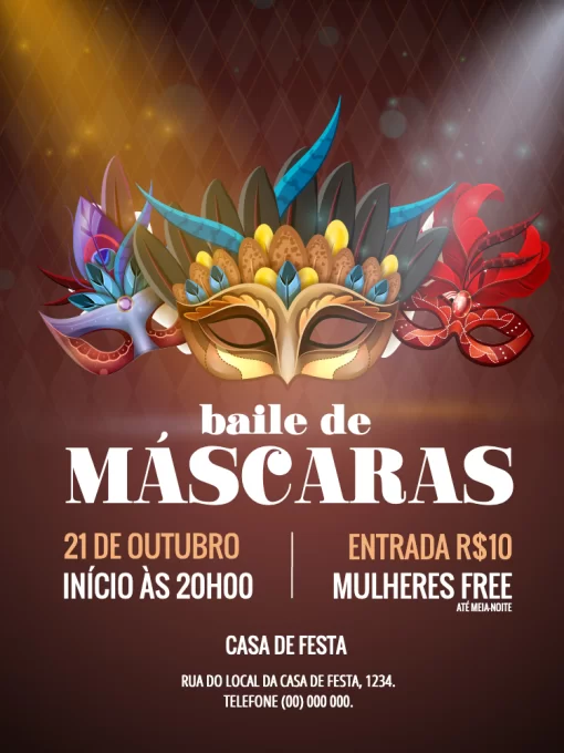 Convite Baile De Máscaras Adulto para aniversário