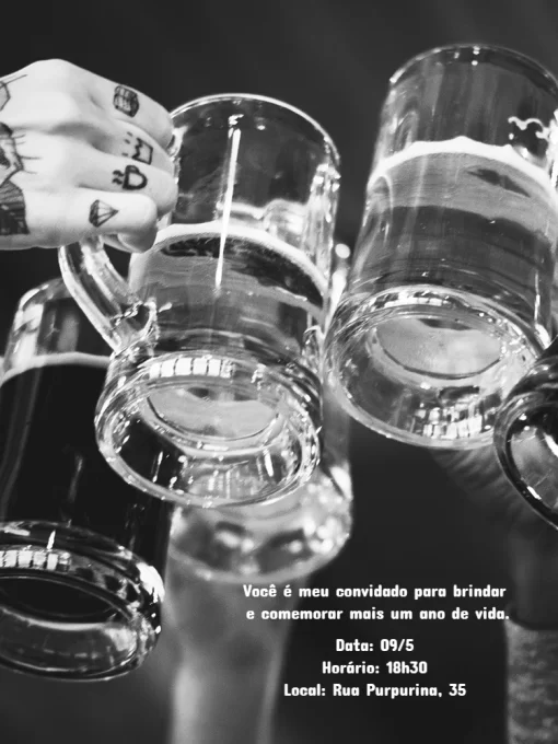 Convite Cerveja Branco para aniversário