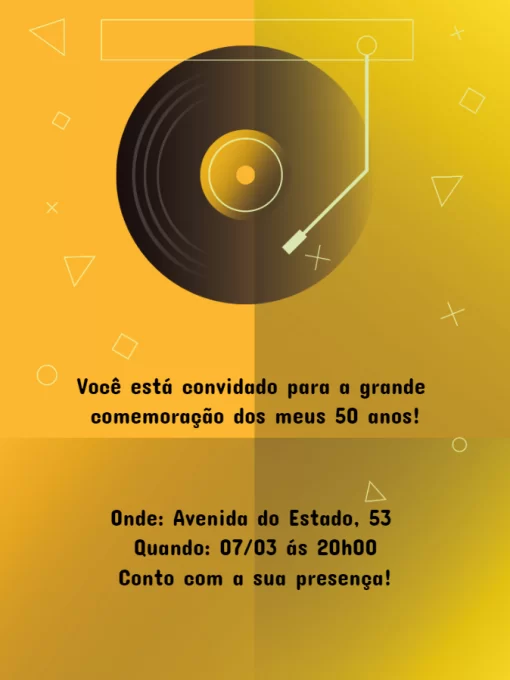 Convite Festa Retro Triangulo para aniversário
