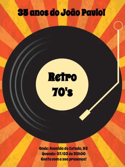 Convite Festa Retro Online para aniversário