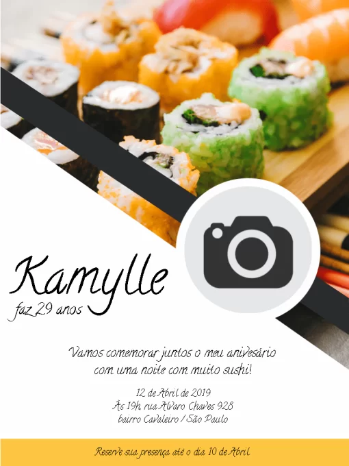 Convite Sushi Whatsapp para aniversário