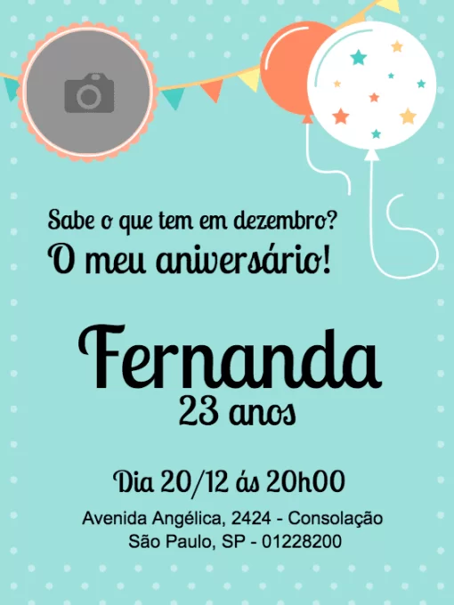 Convite Foto para aniversário
