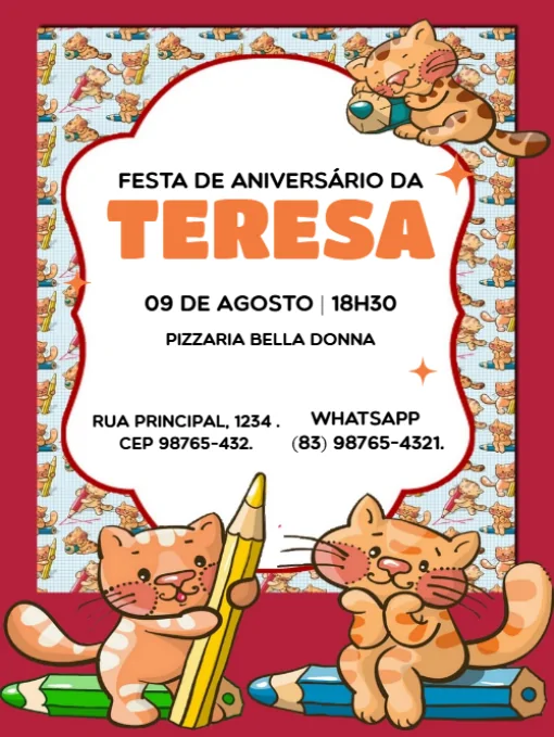 Convite Para Editar Feminino para aniversário infantil
