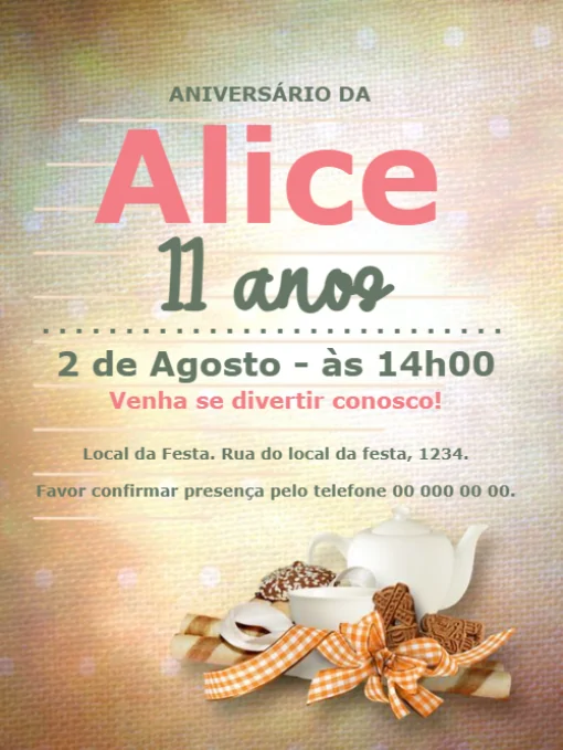 Convite Simples Para Editar Digital para aniversário infantil