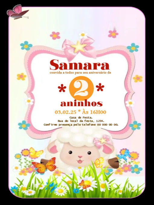 Convite Ovelhinha Editar Comemoração para aniversário infantil
