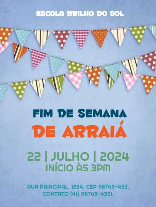 Convite Festa Junina Arraiá Vermelho para aniversário infantil