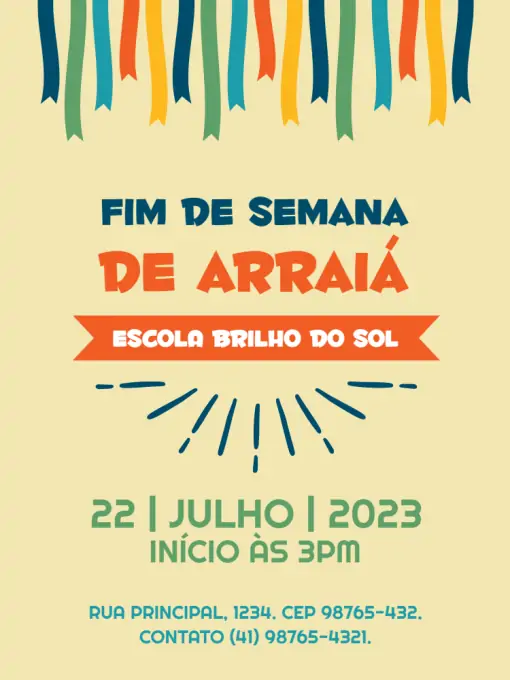 Convite Festa Junina Arraiá Junino para aniversário infantil