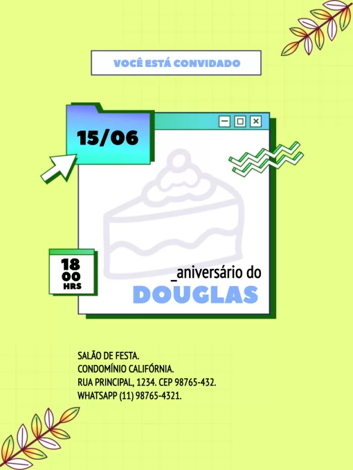 Convite Masculino Moderno Adulto para aniversário infantil