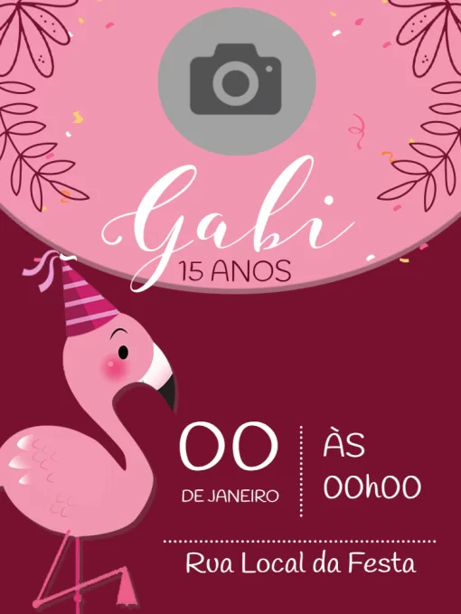 Convite Flamingo Verão para aniversário infantil